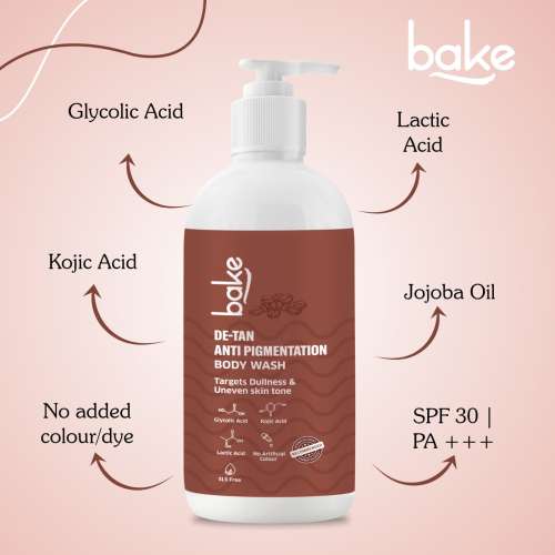 Bake Cosmetics: De-Tan Anti-Pigmentation Coffee Body Wash with Kojic, Glycolic & Lactic Acid for Spots, Pigmentation & Tan Removal