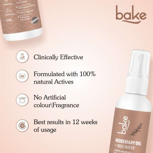 Bake Cosmetics: Rosemary + Rice Water Hair Growth Therapy for Hair Fall Control & Hair Follicle Strengthening 100ml
