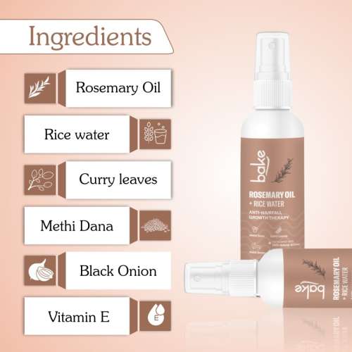 Bake Cosmetics: Rosemary + Rice Water Hair Growth Therapy for Hair Fall Control & Hair Follicle Strengthening 100ml