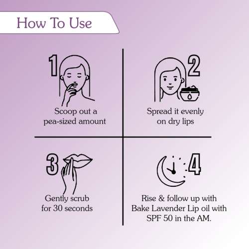 Bake Cosmetics: 2% Kojic Acid Lavender Lip Scrub for Pigmented Lips with Sugar Granules for Dry & Pink Lips