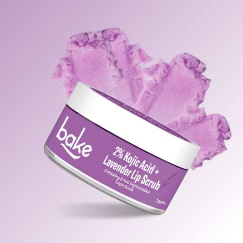 Bake Cosmetics: 2% Kojic Acid Lavender Lip Scrub for Pigmented Lips with Sugar Granules for Dry & Pink Lips