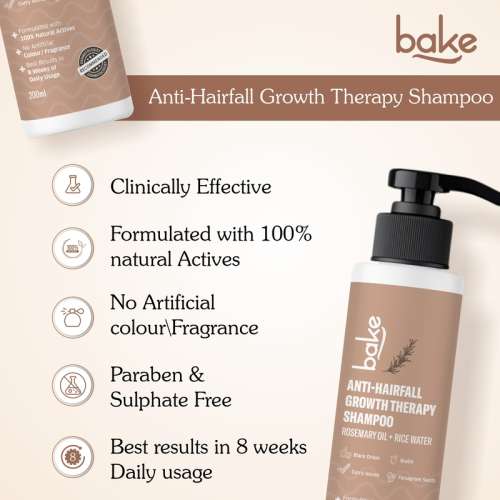 Bake Cosmetics: Rosemary Anti-Hair Fall Shampoo with Black Onion & Methi Dana for Growth, Dandruff & Hair Loss Control