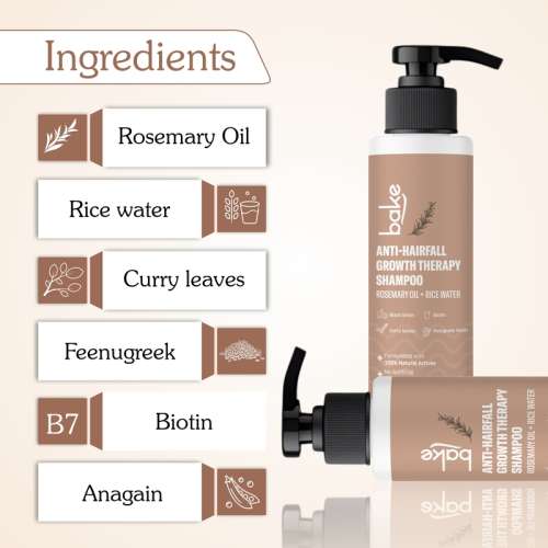 Bake Cosmetics: Rosemary Anti-Hair Fall Shampoo with Black Onion & Methi Dana for Growth, Dandruff & Hair Loss Control