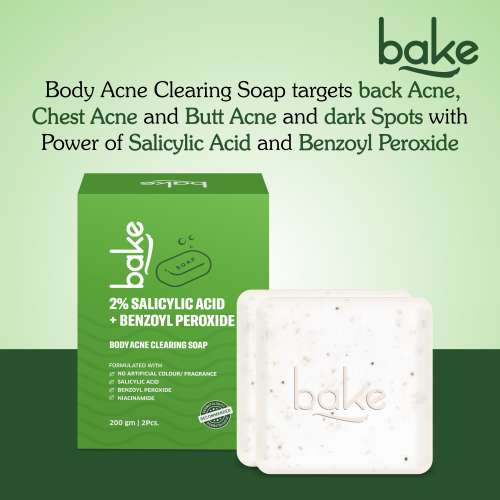 Bake Cosmetics: 2% Salicylic Acid Soap with Niacinamide for Body & Back Acne, Reduces Strawberry Legs & Fades Dark Spots (Pack of 2 - 100g x 2)