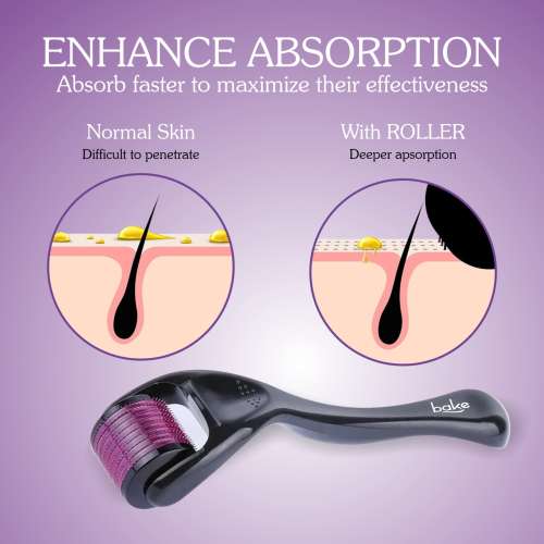 Bake Cosmetics: Derma Roller for Hair Growth & Skin Repair with 450 Titanium Needles (0.5mm)