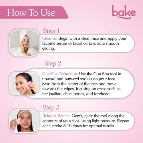 Bake Cosmetics: Quartz Gua Sha Tool for Facial Massage, Glowing Skin, Stress Relief, Wrinkle Reduction & Dark Circles-1 Pc