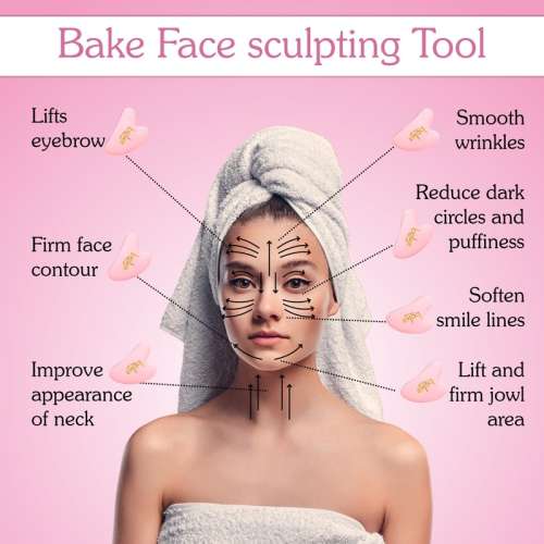 Bake Cosmetics: Quartz Gua Sha Tool for Facial Massage, Glowing Skin, Stress Relief, Wrinkle Reduction & Dark Circles-1 Pc
