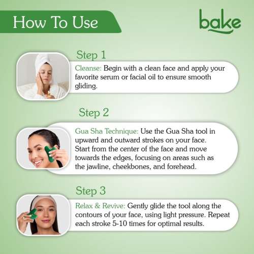 Bake Cosmetics: Jade Gua Sha Tool for Facial Massage, Glowing Skin, Stress Relief, Wrinkle Reduction & Dark Circles-1 Pc