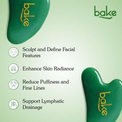 Bake Cosmetics: Jade Gua Sha Face Massage Tool - For Glowing Skin, Circulation & Stress Relief