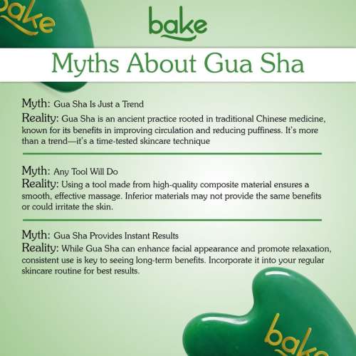 Bake Cosmetics: Jade Gua Sha Tool for Facial Massage, Glowing Skin, Stress Relief, Wrinkle Reduction & Dark Circles-1 Pc