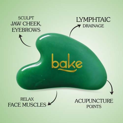 Bake Cosmetics: Jade Gua Sha Tool for Facial Massage, Glowing Skin, Stress Relief, Wrinkle Reduction & Dark Circles-1 Pc