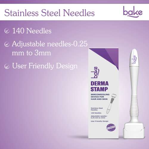 Bake Cosmetics: Derma Stamp for Hair Growth & Skin Repair with 140 Stainless Steel Needles (0.25mm3mm)