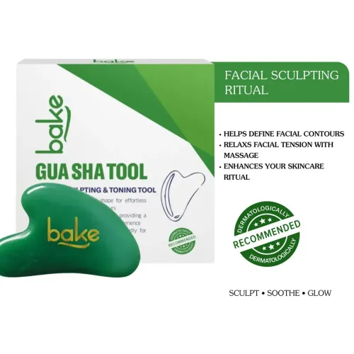 Bake Cosmetics: Jade Gua Sha Tool for Facial Massage, Glowing Skin, Stress Relief, Wrinkle Reduction & Dark Circles-1 Pc