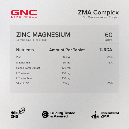 GNC: Pro Performance Zinc Magnesium Amino Complex 60 Tablets