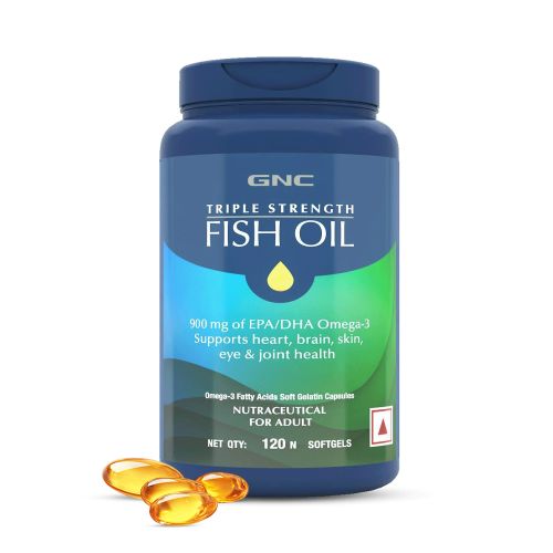 GNC: Triple Strength Fish Oil Omega 3 Capsules for Men & Women | 900mg EPA & DHA | 120 Softgels GNC: Triple Strength Fish Oil Omega 3 Capsules for Men & Women | 900mg EPA & DHA | 120 Softgels