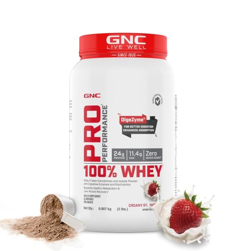 GNC: Pro Performance 100% Whey Protein Powder | Creamy Strawberry | 2 lbs GNC: Pro Performance 100% Whey Protein Powder | Creamy Strawberry | 2 lbs