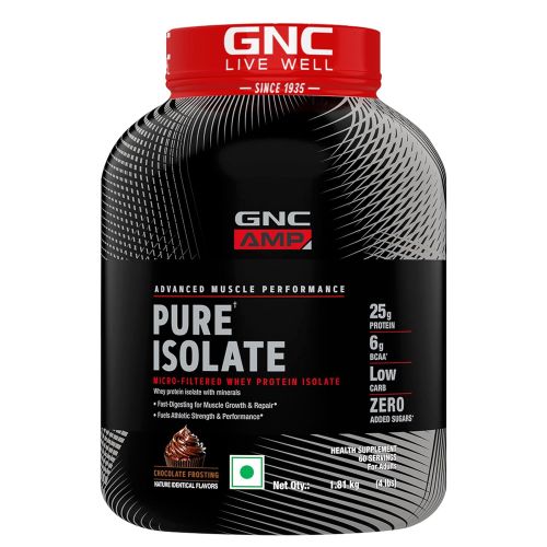 GNC: AMP Pure Isolate Zero Carb | 25g Protein | 6g BCAA | Vanilla Custard | 4 lbs