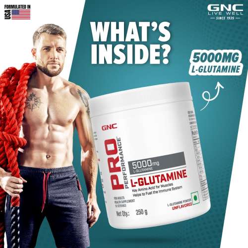 GNC: Pro Performance L-Glutamine 5000 mg  Unflavoured | 250 gm