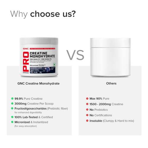 GNC: Creatine Monohydrate with Shaker Combo | 100gm | Blueberry | 750ml