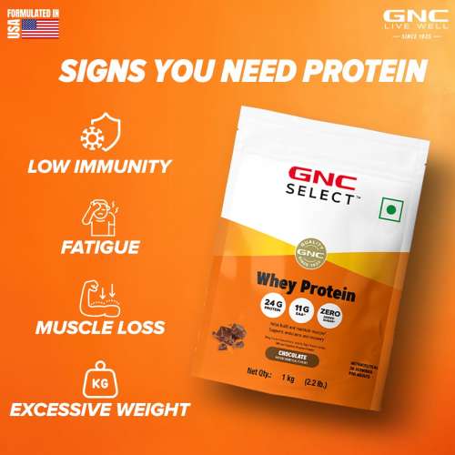 GNC: Select Whey Protein Powder With Free Shaker | 2.2lbs | Chocolate