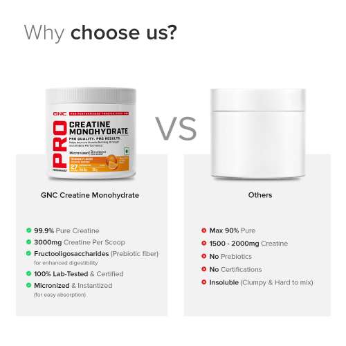 GNC: Creatine Monohydrate with Shaker Combo | 100gm | Orange | 750ml GNC: Creatine Monohydrate with Shaker Combo | 100gm | Orange | 750ml