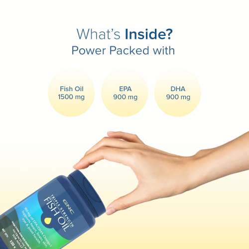 GNC: Triple Strength Fish Oil Omega 3 Capsules for Men & Women | 900mg EPA & DHA | 120 Softgels GNC: Triple Strength Fish Oil Omega 3 Capsules for Men & Women | 900mg EPA & DHA | 120 Softgels