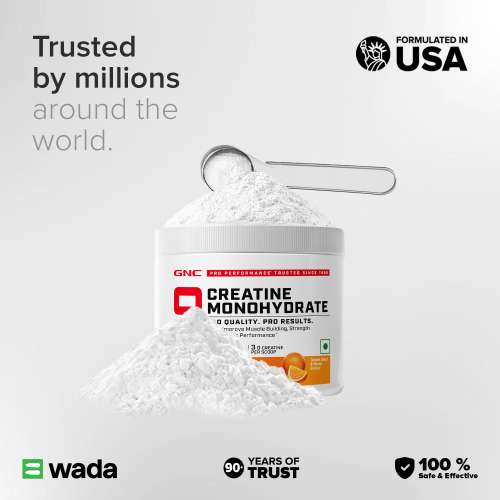 GNC: Creatine Monohydrate with Shaker Combo | 100gm | Orange | 750ml GNC: Creatine Monohydrate with Shaker Combo | 100gm | Orange | 750ml