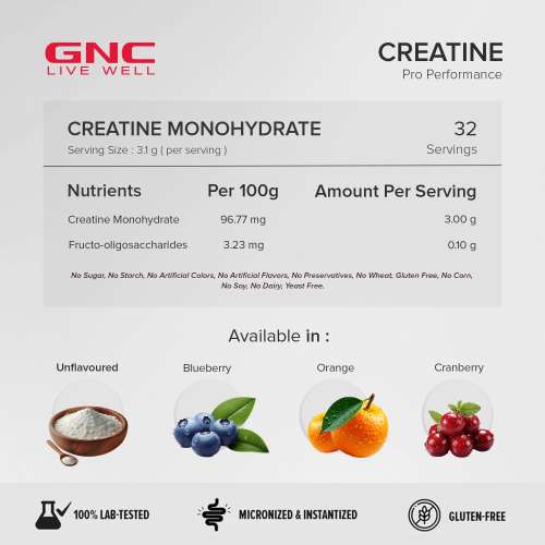 GNC: Creatine Monohydrate with Shaker Combo | Unflavoured | 100gm | 750ml