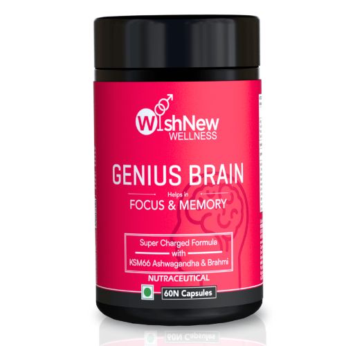 Wishnew Wellness: GENIUS BRAIN | 60 Capsules | Supports Focus & Memory | 100% Vegetarian