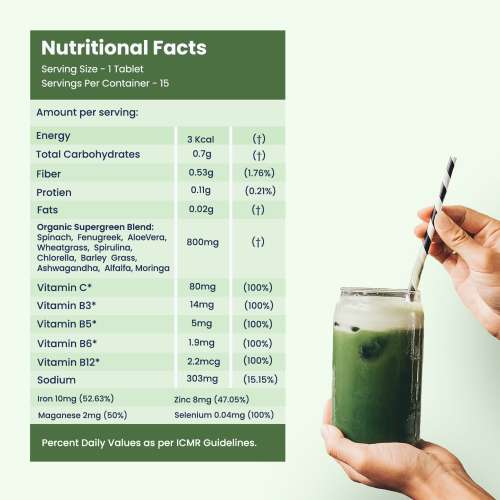 Wellbeing Nutrition: Daily Greens, Organic Wholefood Multivitamin - 15 Tabs