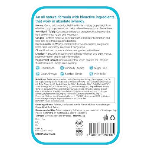 Wellbeing Nutrition: Instant Throat Relief Melts - 30 Oral Strips