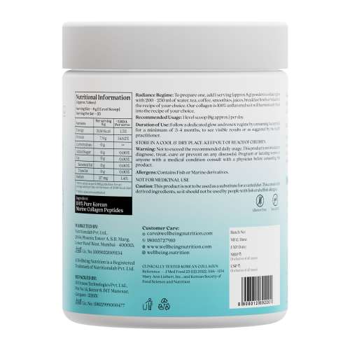 Wellbeing Nutrition: Pure Korean Marine Collagen Peptides - Unflavoured - 200 gm