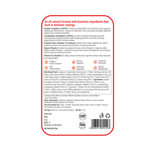 Wellbeing Nutrition: Frozen Olaf Melts | Kids Organic Active Probiotic & Prebiotic, Vitamin C & D3 - Sweet Cherry Flavor (30 Oral Thin Strips)