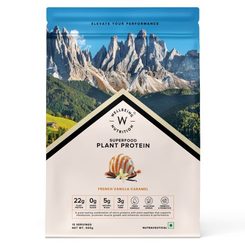Wellbeing Nutrition: Superfood Plant Protein - Vanilla Caramel - 500 gm