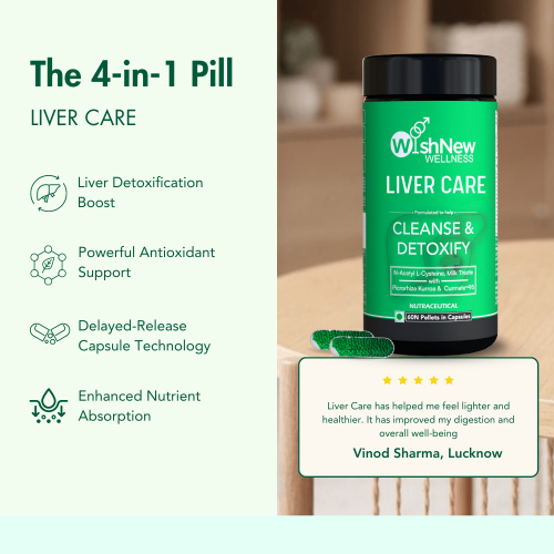 Wishnew Wellness: LIVER CARE | Detoxifying Liver Support with NAC, Milk Thistle, and Curmate95 | 60 Vegetarian Capsules