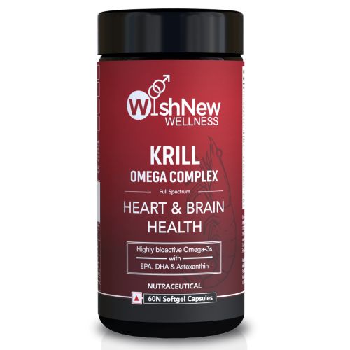 Wishnew Wellness: KRILL OMEGA COMPLEX | 60 Softgel Capsules | Full Spectrum Support for Heart & Brain Health