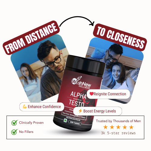 Wishnew Wellness: ALPHA BOOSTER OF TESTO | 30 Vegetarian Tablets | Supports Testosterone Levels and Vitality