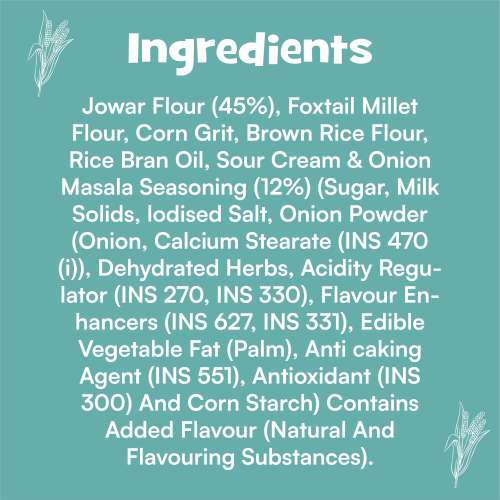 Nourish You: Organic Millet Snack - Multigrain Wave Chips  - Sour cream & Onion Flavour - Healthy Snacks ,  Gluten free -60gm