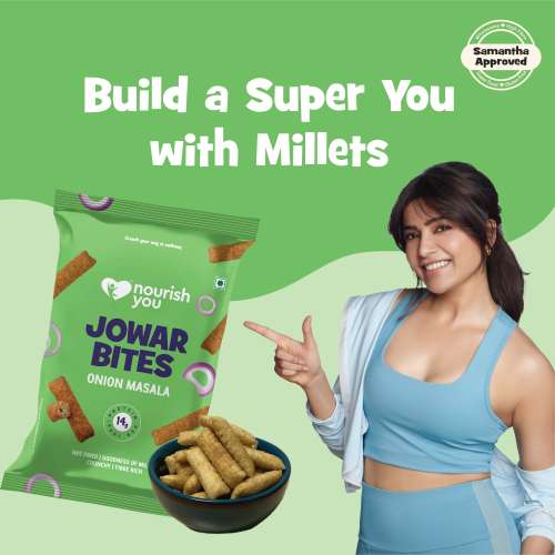 Nourish You: Organic Millet Snack - Jowar Bites( Chips ) - Onion Masala Flavour - Healthy Snacks ,  Gluten free -60gm