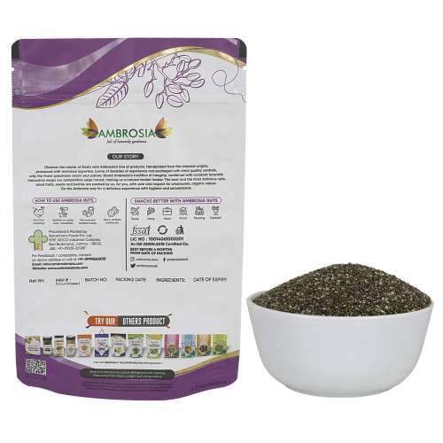 Ambrosia: Ambrosia Raw Unroasted Chia Seeds Pouch 250g | Chia Seed for Weight Loss Omega 3| Fibre