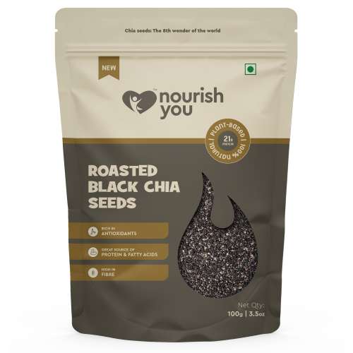 Nourish You: Organic Roasted Chia Seeds - Protein Rich, Helps in weight loss, Gluten free- 100g