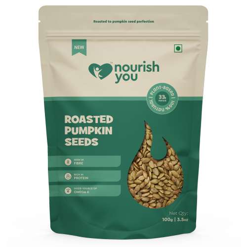 Nourish You: Organic Roasted Pumpkin Seeds - Gluten free & Protein rich , Healthy Snacks  -Pack of 1 ( 100g )
