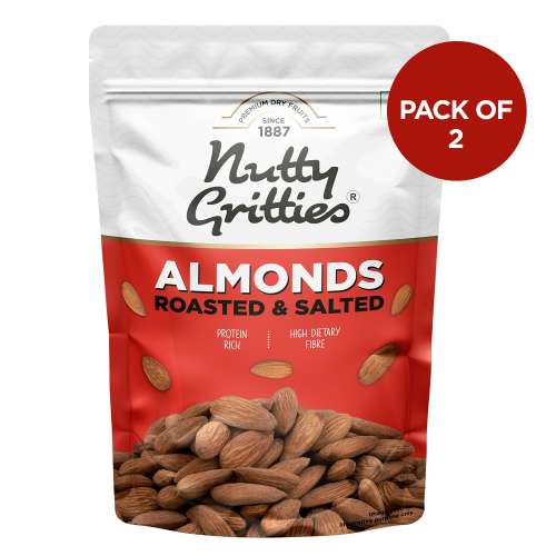Nutty Gritties: California Roasted Almonds, Lightly Salted and Dry Roasted - 400g (2 Pack of 200g each)