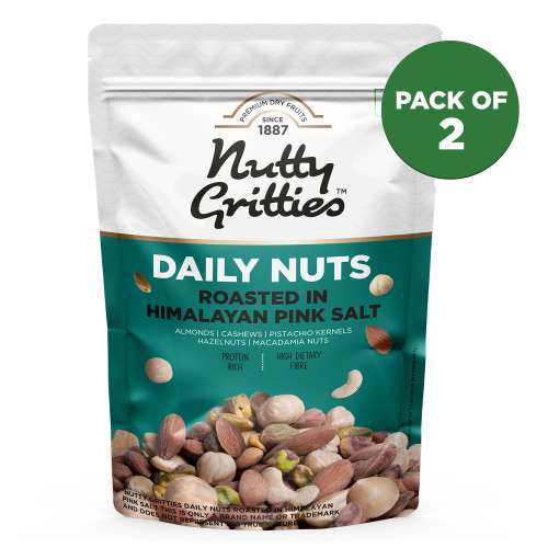 Nutty Gritties: Daily Nuts Roasted in Himalayan Pink Salt - 400g (2 Pack of 200g each)