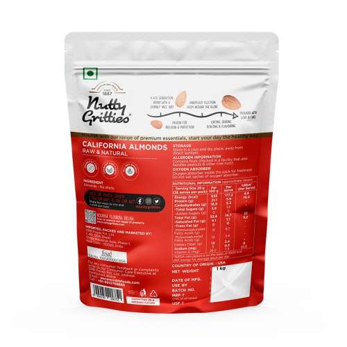 Nutty Gritties: California Almonds for essential nutritional requirements - Pack of 2 - 1 kg each