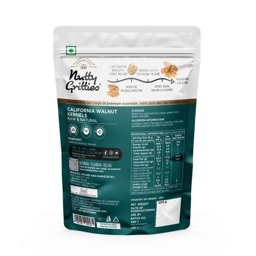 Nutty Gritties: California Walnut Kernels, Rich in Omega 3 - 400g (2 Pack of 200g each)