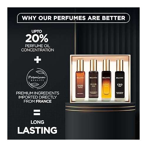 BELLAVITA: Men Perfume Gift Set 4x20ml Long Lasting Fragrance Perfume - 80 ml