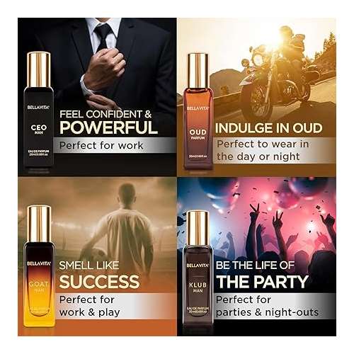 BELLAVITA: Men Perfume Gift Set 4x20ml Long Lasting Fragrance Perfume - 80 ml