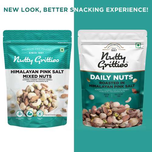 Nutty Gritties: Daily Nuts Roasted in Himalayan Pink Salt - 400g (2 Pack of 200g each)