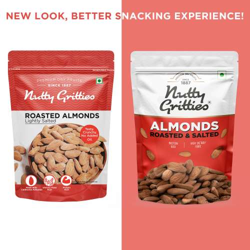 Nutty Gritties: California Roasted Almonds, Lightly Salted and Dry Roasted - 400g (2 Pack of 200g each)